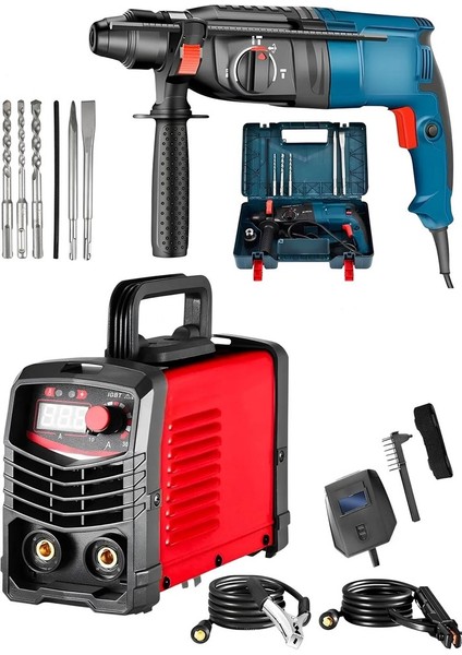 2'li Set Metal Şanzıman Darbeli Matkap 28M Kırıcı Delici Hilti-200 Amper Hava Soğutma Kaynak Makine