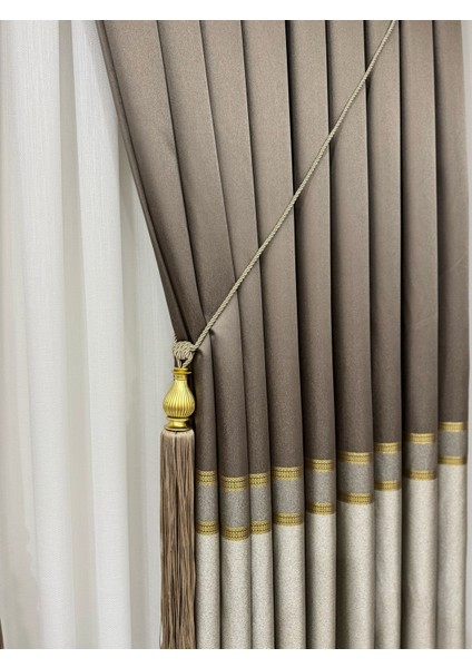 Pano Fon Perde Şeritli Cappuccino Gri (Tek Kanat) fiyatları