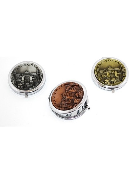 Metal Ayasofya Kabartmalı El Aynası
