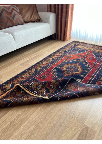 110X217CM Mavi Kırmızı Vintage El Dokuma Halı, Ev ve Ofis Için Harika Kondisyonlu Nostaljik Halı modelleri