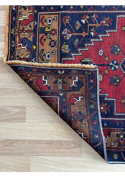 110X217CM Mavi Kırmızı Vintage El Dokuma Halı, Ev ve Ofis Için Harika Kondisyonlu Nostaljik Halı indirimleri