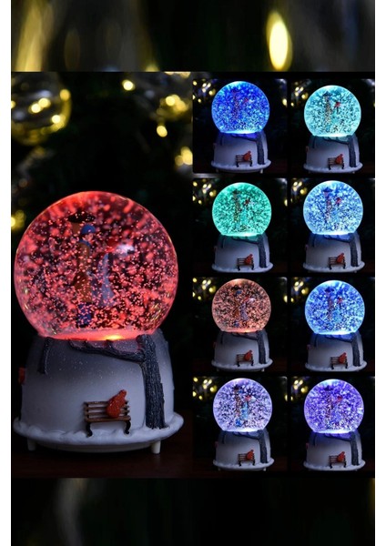 Sevgiliye Aşıklar Temalı Mega Boy Püskürtmeli Kar Küresi Müzikli Işıklı 15 cm modelleri