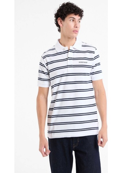 Erkek Polo Yaka Beyaz Siyah Çizgili T-Shirt fiyatları