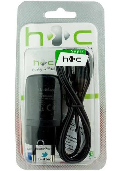 Htc One Mini Uyumlu Şarj Aleti ve Ara Kablosu Siyah