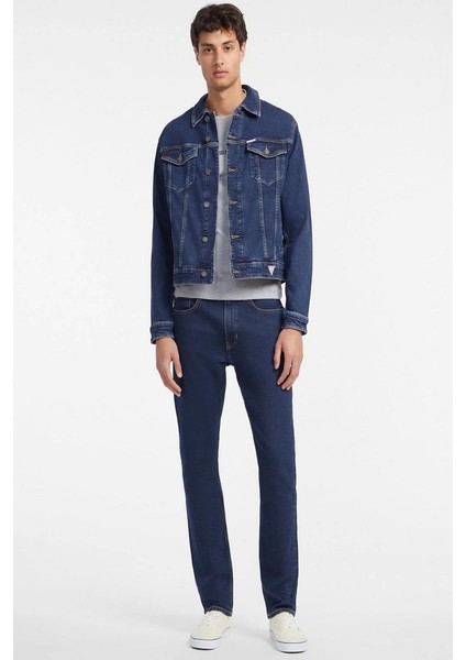Guess Slim Fit Denim Klasik Erkek Ceket Trucker Jacket Stili