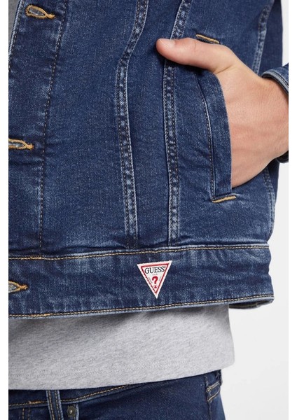 Guess Slim Fit Denim Klasik Erkek Ceket Trucker Jacket Stili indirimleri