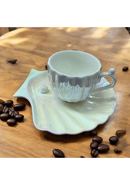 İstiridye İnci 6 Kişilik 12 Parça 90 ml Kahve Takımı