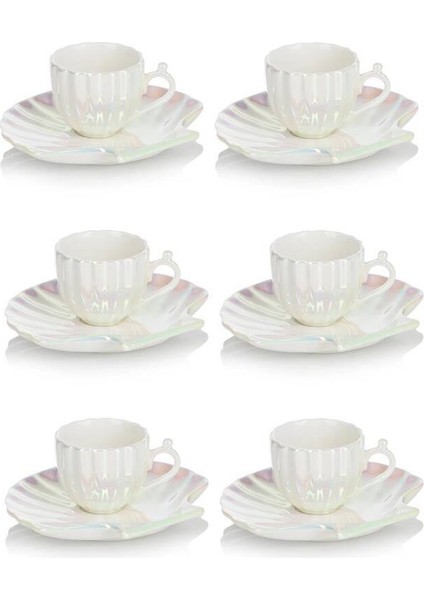 İstiridye İnci 6 Kişilik 12 Parça 90 ml Kahve Takımı