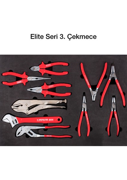 Elite Serisi Takım Dolabı 7 Çekmeceli Full Dolu (139 Parça)