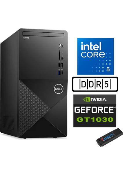 Vostro 3030 mt Intel Core I5 12400 32GB Ddr5 512GB SSD Ubuntu Nvidia GT1030-4GB Masaüstü Bilgisayar N3030I5GT1030U17 + Zetta USB Bellek