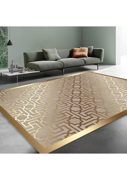 Premium Kalite Kaymaz Taban Silinebilir Salon Mutfak Koridor Halısı Gold G412