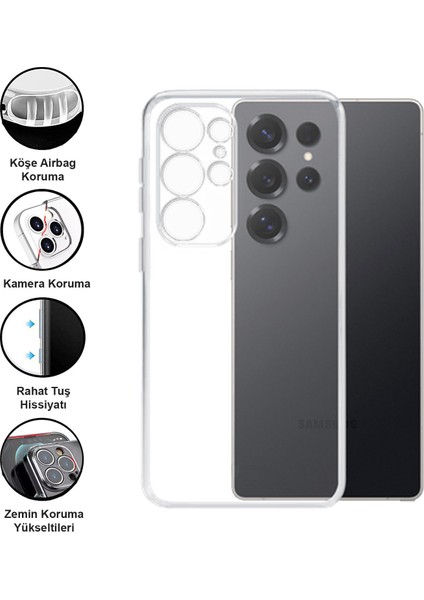 Samsung Galaxy S25 Ultra Kılıf Şeffaf Kamera Korumalı Esnek Yumuşak Silikon