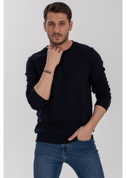 İnterlong Yuvarlak Yaka Uzun Kollu Regular Fit Sweatshirt
