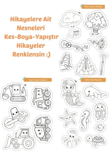 Kes Boya Yapıştır Hikayeyi Sen Renklendir- Tik Taktuk - 3 Kitap Set - Kes Yapıştır Aktivite Kitabı