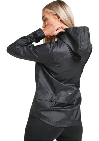 Essential Running Full-Zip Hoodie Siyah Kadın Koşu Ceketi ve Yağmurluk