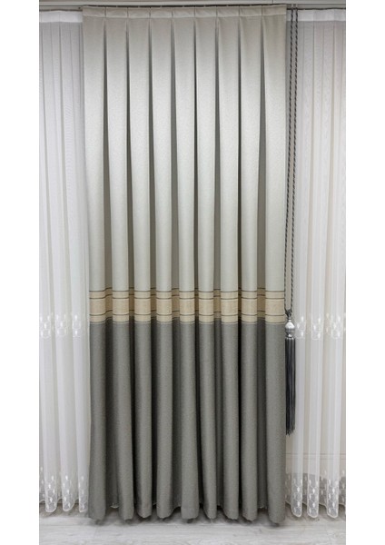 Pano Fon Perde Şeritli Gri (Tek Kanat)