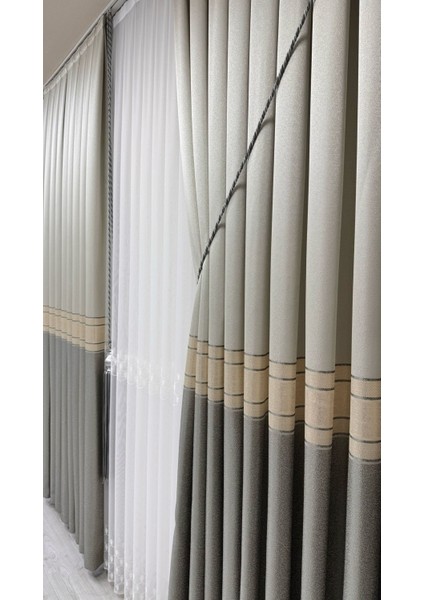 Pano Fon Perde Şeritli Gri (Tek Kanat) fiyatları