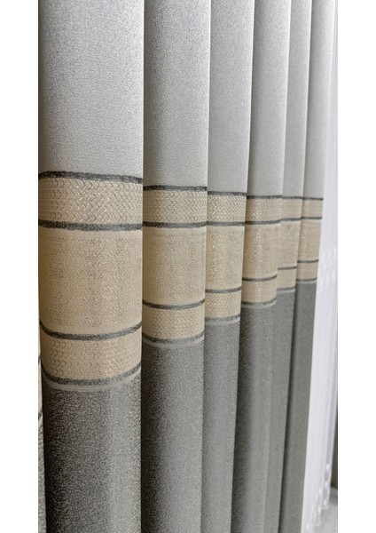 Pano Fon Perde Şeritli Gri (Tek Kanat) modelleri