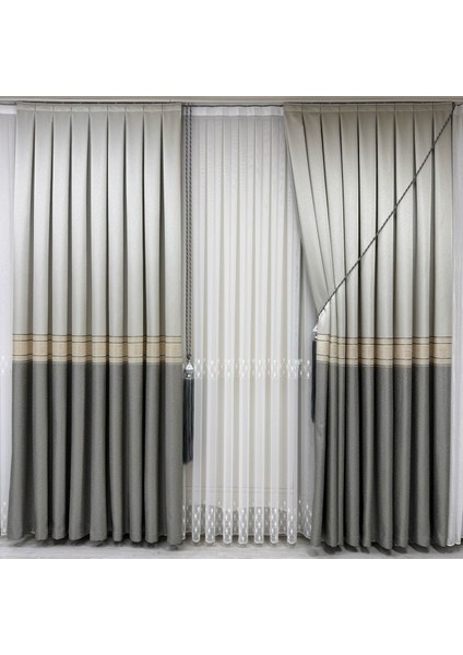 Pano Fon Perde Şeritli Gri (Tek Kanat) fırsatları