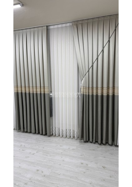 Pano Fon Perde Şeritli Gri (Tek Kanat) indirimleri