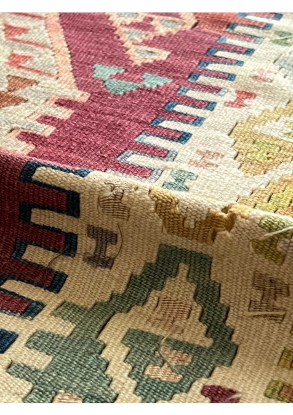 80 x 123 cm vintage Türk Geometrik Kilim, Küçük Boy Pastel Renkli Kilim, 40 Yıllık El Dokuma Şık Kilim indirimleri
