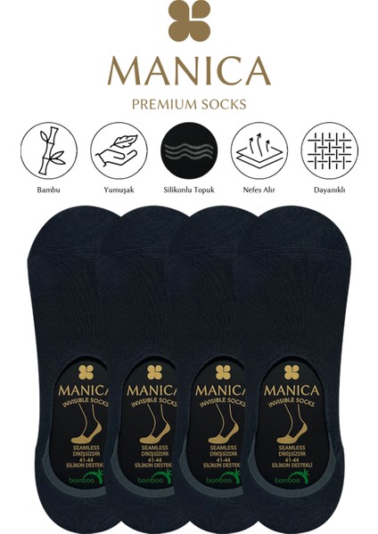 Erkek Bambu Babet Çorap 4 Çift - Füme