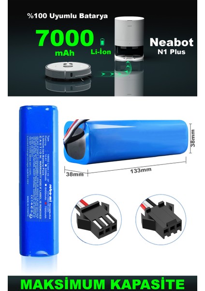Neabot Nomo N1 Plus 7000mAh Robot Süpürge Bataryası - Gerçek Kapasite, Maksimum Güvenlik modelleri