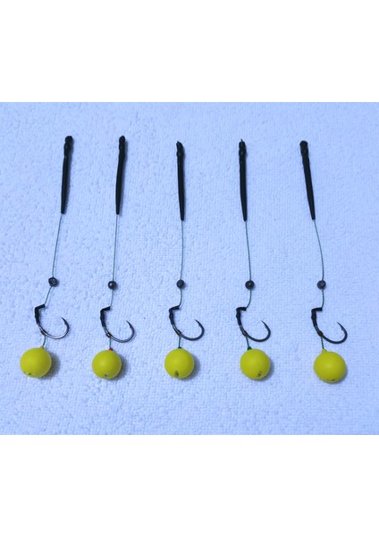 5 Adet 14 mm Sarı Pop Up'lı Sazan Rig Takımı