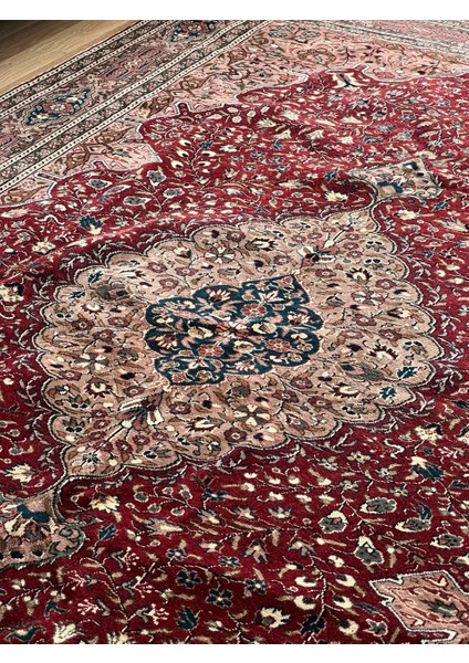 193X293 cm Büyük Boy Türk El Dokuma Halı, Kırmızı Renkli Çiçek Desenli, Harika Ev ve Ofis Dekoru fırsatları