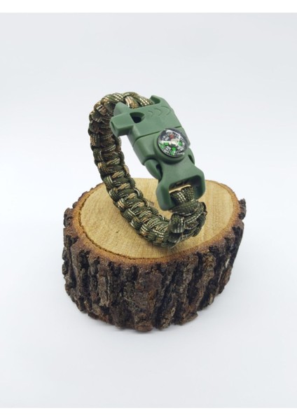 Paracord Hayatta Kalma Bilekliği Pusulalı, Düdüklü, Magnezyum Çubuklu Ateş Başlatıcı