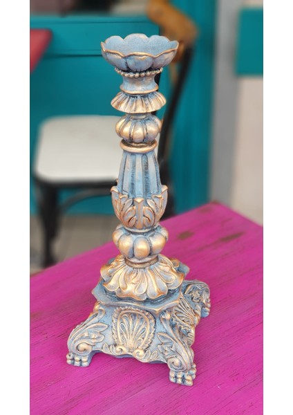 Dekoratif El Boyaması Eskitme Şamdan Mumluk fiyatları