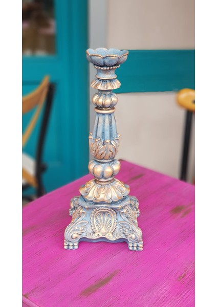 Dekoratif El Boyaması Eskitme Şamdan Mumluk modelleri