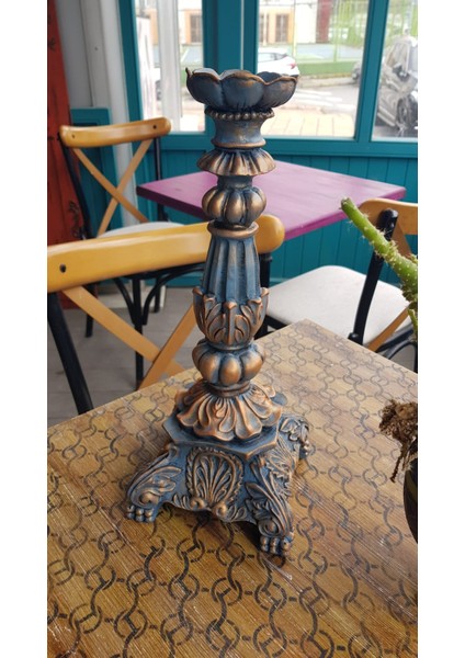 Dekoratif El Boyaması Eskitme Şamdan Mumluk indirimleri