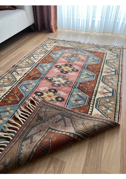124X194 cm Nostaljik El Dokuma Halı, Canlı Renkli Çiçek Desenli Harika Desenli Ev & Ofis Halısı fiyatları