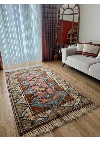 124X194 cm Nostaljik El Dokuma Halı, Canlı Renkli Çiçek Desenli Harika Desenli Ev & Ofis Halısı modelleri