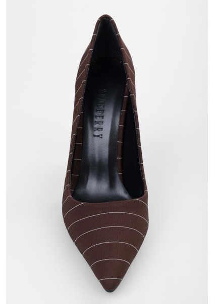 Kadın Viva Kahve Saten Çizgili Stiletto fırsatları