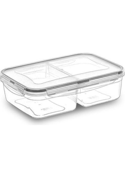 By Nevser® 2 Bölmeli 1+1 Litre Kilitli Kapaklı Erzak Saklama Kabı LC-525