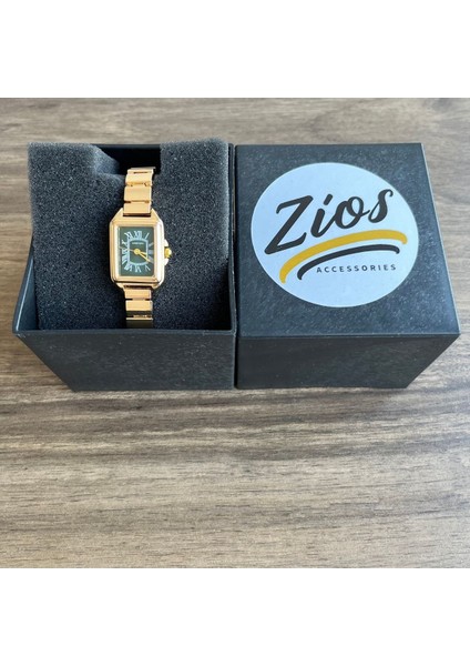 Minimal Kare Gold Yeşil Kadın Kol Saati – Zios’un Zarafeti ZIOSKS1507