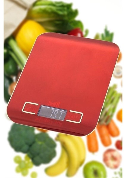 ® Tf 1002 Hassas Ölçümlü Maksimum 5 kg Kapasiteli LED Ekran Platin Dijital Mutfak Tartısı