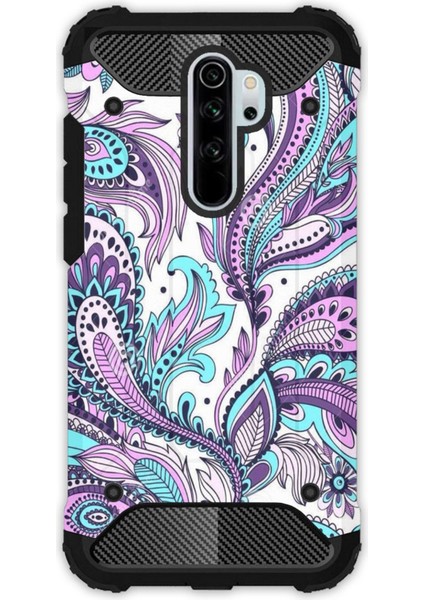 Redmi Note 8 Pro Uyumlu Kılıf Tank Full Koruma Antişok - Mavi Mandala