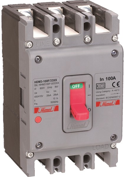 HDM3100N100B3XX 50KA 4X100A Sabit Kompakt Tmş Şalter