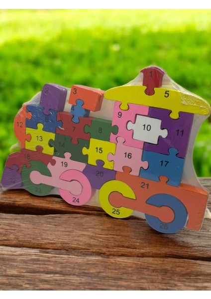 Ahşap Tren Figürlü Puzzle Yapboz