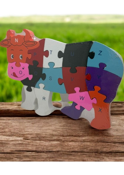 Ahşap Inek Figürlü Puzzle Yapboz