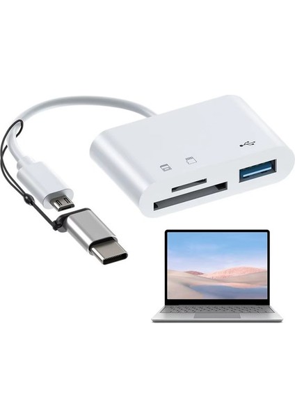 Type C Micro USB Otg Kart Okuyucu USB 3.0 Çevirici Dönüştürücü Adaptör 3in1