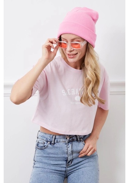 Baskılı Crop Tişört