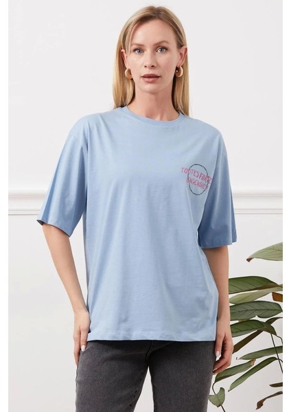 Baskılı tişört mavi