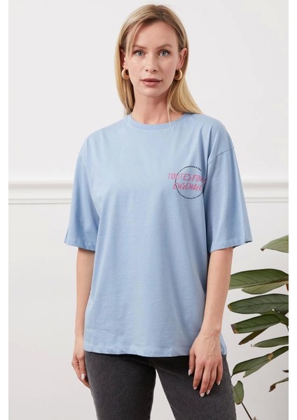 Baskılı tişört mavi modelleri