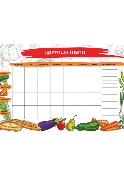 Statik Kağıt Haftalık Menü (Model-1) 40 cm x 56 cm 11