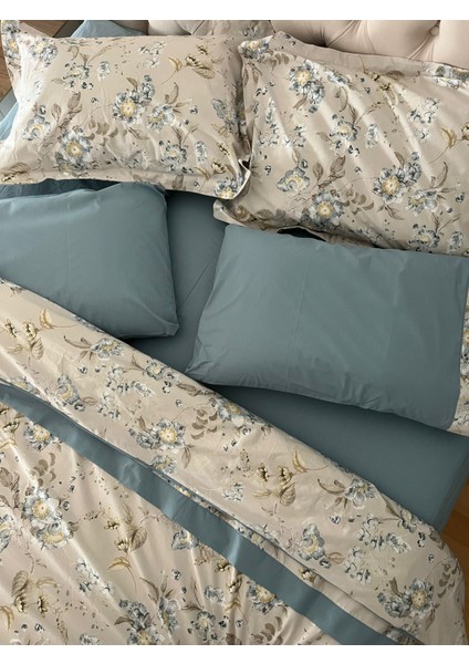 Biye Detaylı Çiçek Desenli Çift Kişilik Patlı Nevresim Takımı 4 Parça fırsatları