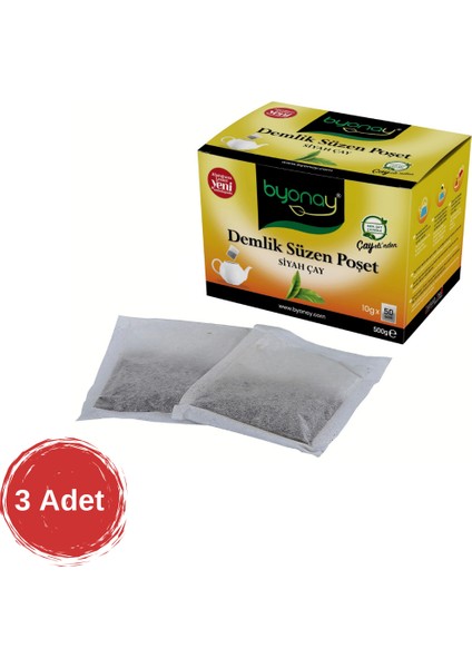 Demlik Poşet Siyah Çay 500 gr x 3 Adet(10 gr X50)